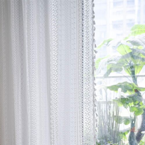 Häkelspitze Gardine Paneele Fenstergardinen Schlafzimmer Wohnzimmer Stange Tasche Rustikal - Bild 15 von 50