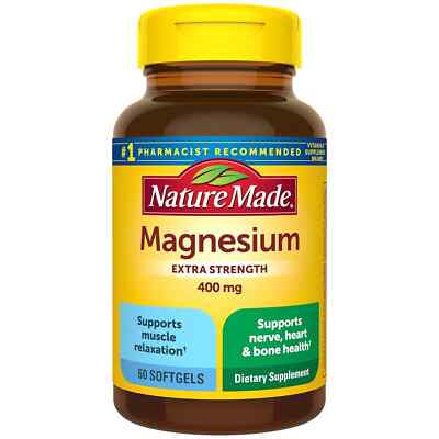 SM Nature Made Magnesium Extra Strength 400mg 60 Softgels (3 Pack)