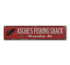 Custom Fishing Shack City State Sign-Rustic Hand Made Distressed Wood