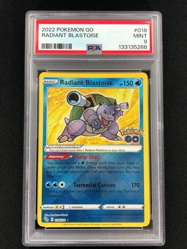 Pokemon Go 2022 Radiant Blastoise 018/078 PSA 9 Mint