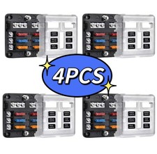 4x12V Blade Fuse Box Block Holder 6 Way Car Boat Power Distribution Panel Board