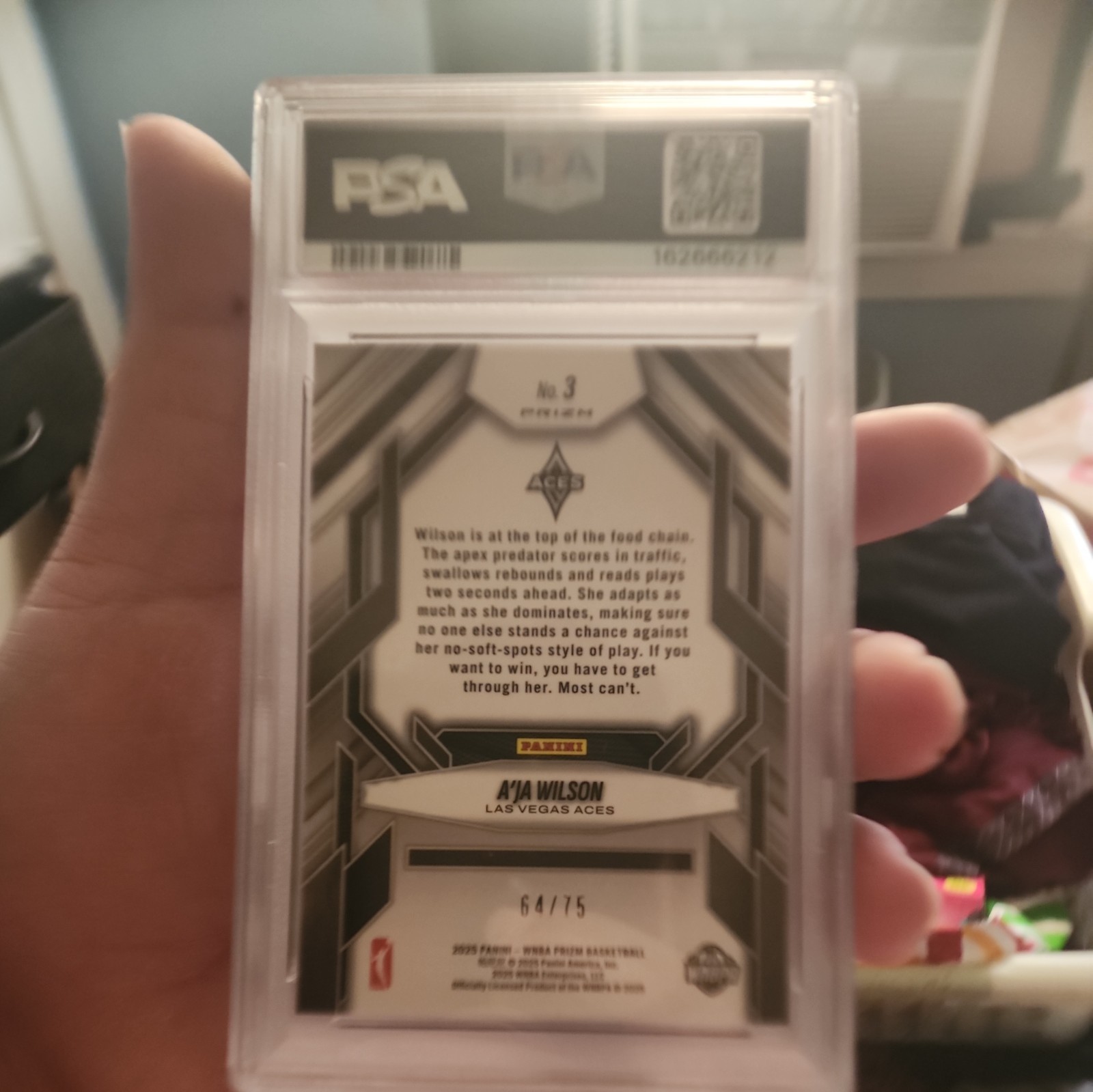 2025 Prizm WNBA Aja Wilson Aces Fearless orange pulsar /75 #3 psa 10 pop 1 view 2