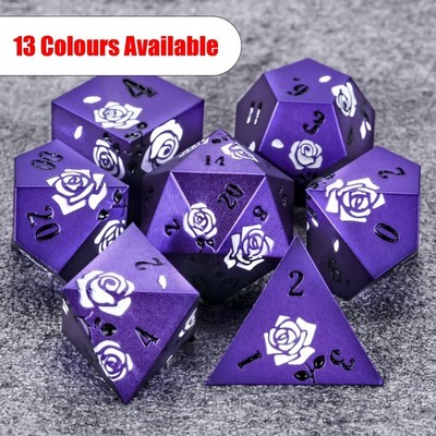 DND Dice Gift - Rose Metal Dice Dungeons and Dragons D&D RPG Game Roll
