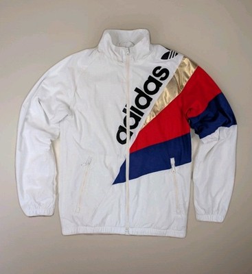 Adidas Jacke Herren / Unisex Größe S . Weiß Gold Rot Blau. Windbreaker.Windjacke