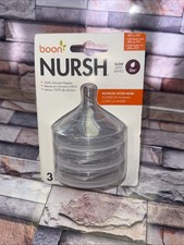 Boon Nursh 0 Months Silicone Nipples SLOW 3-Pack For Nursh Bottles