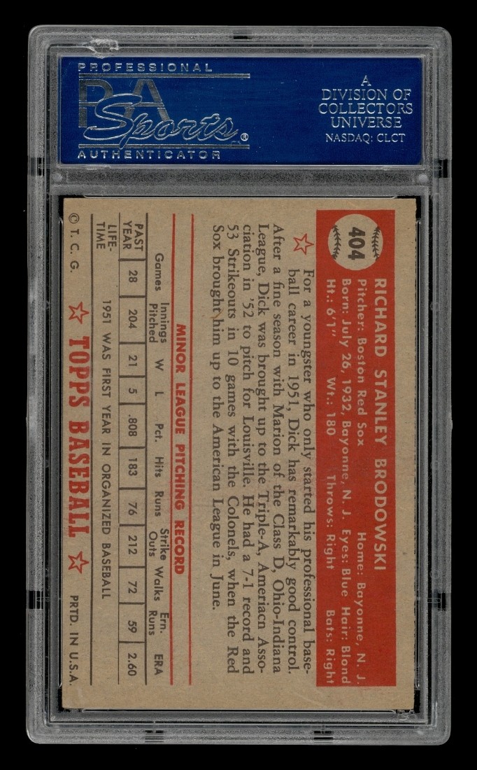 1952 Topps Set-Break #404 Dick Brodowski PSA 5 EX view 2