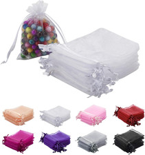 100 Pcs White Organza Bags 2X3 Inch Sheer Drawstring Pouches for Gift Favor