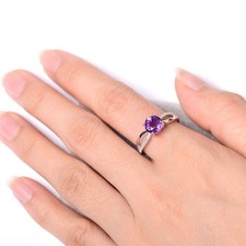 925 Sterling Silver Purple Amethyst Gemstone Cocktail Women Ring Duty Free
