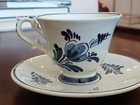 Vintage Delft Holland blue and white hand-painted teacup and saucer, tiny chip — photo 2