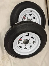 Trailer Tire White Rim 530-12 5.30-12 5.30 x 12 Load C 5 Lug 12 x 4 Wheel Qty 1