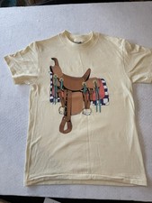 Vintage Oneita T-Shirt Western Saddle Graphic USA Made Single Stitch 80s 90s S