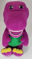 Vintage Jumbo Talking Barney the Dinosaur Plush, 18", Fisher Price Mattel 94790