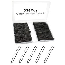 330 Count U Shaped Hair Pins for Buns, 1 Pack of 330 , Black 2.4Inch 