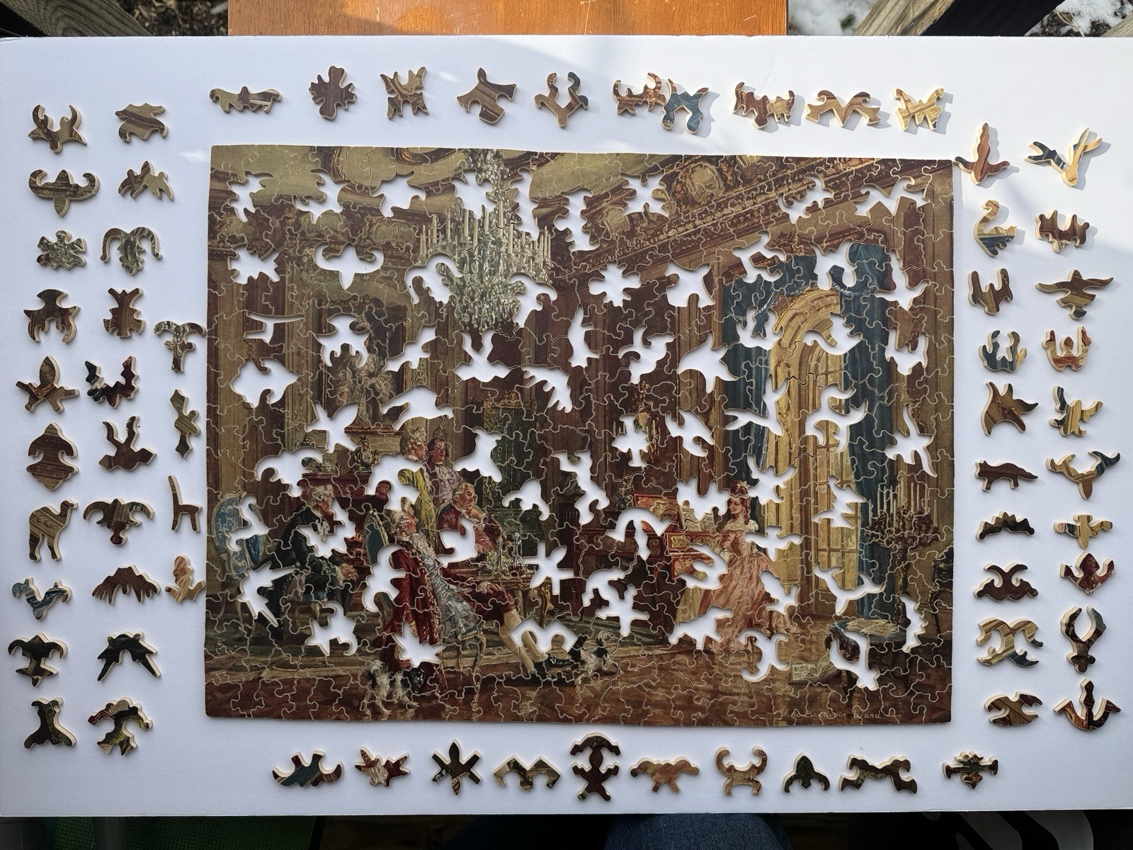 FABULOUS RARE U-NIT PICTURE JIGSAW PUZZLE HER FIRST RECITAL PIANO 64 FIGURAL WOW