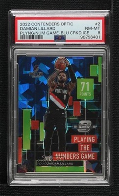 2022 Panini Contenders Optic Blue Cracked Ice Prizm /75 Damian Lillard #2 14t3