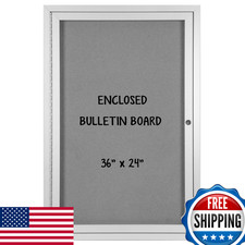Innovart Enclosed Bulletin Board 36 X 24 Lockable Fabric Noticeboard Aluminum