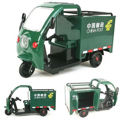 1/32 Pull Back High Simulation China Post Express Car Tricycle Alloy Model Gift