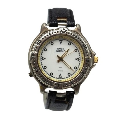 Timex Analog Quartz Mens Watch Indiglo Leather Band New Battery