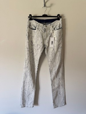 MM6 Maison Margiela Cracked Effect Painted Jeans - Size 32 - White 