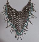 Vintage Blue Beads & Silver Tone Chainmail Mesh On 18" Necklace - American Eagle — photo 2