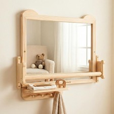 Montessori Baby Mirror with Adjustable Pull-Up Bar  Shelf, Shatterproof Acry...