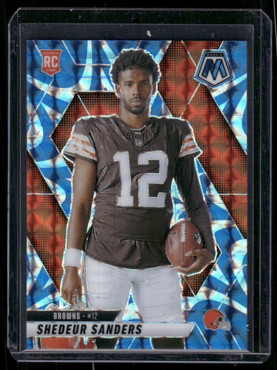 2025 Panini Mosaic #290 Shedeur Sanders Mosaic Reactive Blue