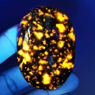 #ad 2025HOT Yooperlite Palmstone UV Reactive Fluorescent Glowing Fire Rocks Stone $15.90