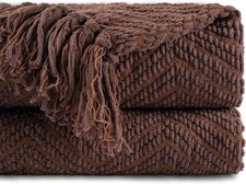 HOME Dark Brown Throw Blanket for Couch, Super Soft Cozy