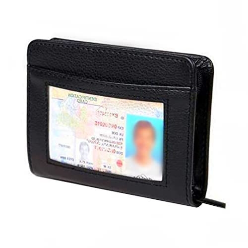 36-slot leather credit card holder with RFID blocking and zip closure  