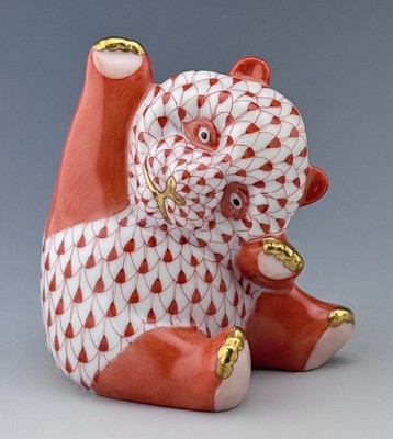   MINT HEREND PANDA Bear Rust Fishnet Figurine
