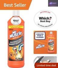 Power Gel Drain Cleaner - 1L Fast-Acting Unblocker, 3x Better than Bleach