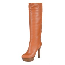 Sergio Rossi Leather High Heel Platform Boots...