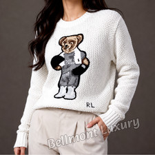 POLO RALPH LAUREN Polo Bear White Knit Sweater Crewneck Women s Small NWT