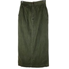 VTG Ralph Lauren Country Cotton Skirt 6 Olive Green Adjustable Equestrian Safari