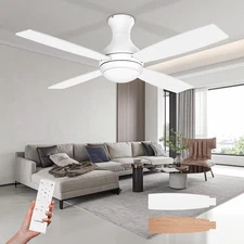 Ceiling Fan with Lights, 52 Inch Low Profile Ceiling Fan, Remote Control, Quiet