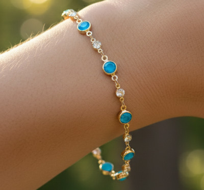 Boho Turquoise Stone Bracelet Gold Plated Designer Dainty Chain Handmade Jewelry
