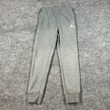Air Jordan Jogger Pants Boys Medium Gray Jumpman Logo Fleece Lined Tapered Leg
