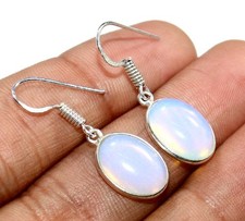 925 Silver Plated Fiery Opalite Earrings 1.4" Must Have Jewelry Trendy AU s622