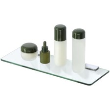 Glass Shelves for Bathroom,15 Inch Wall Mounted Floating Rectangle Chrome