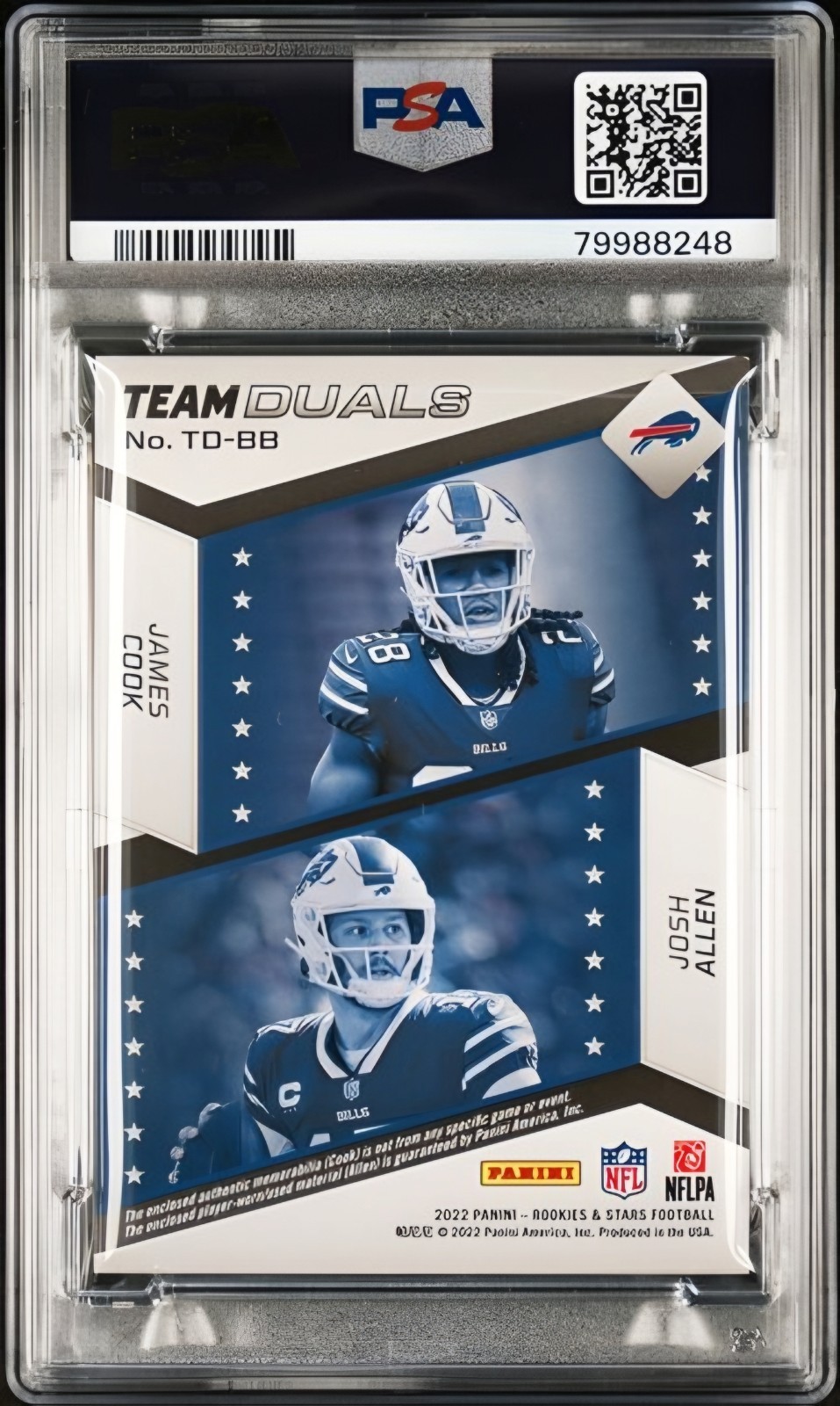2022 Panini Rookies & Stars James Cook Josh Allen Team Duals Patch Prime #/249 view 2