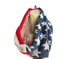 USA American Flag Infinity Circle Loop Winter Thick Scarf/Winter Olympic/Unisex