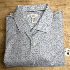 New Bar III Slim Fit Stretch Cotton Blue Pink Floral Men  s Shirt XL 17 17.5