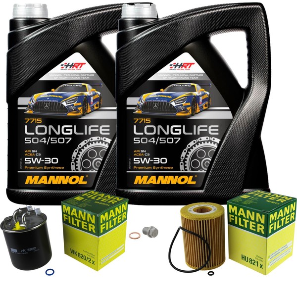Inspektionspaket 10L Mannol Longlife 5W-30 FüR Mercedes W164 ML 320 CDI C207-image