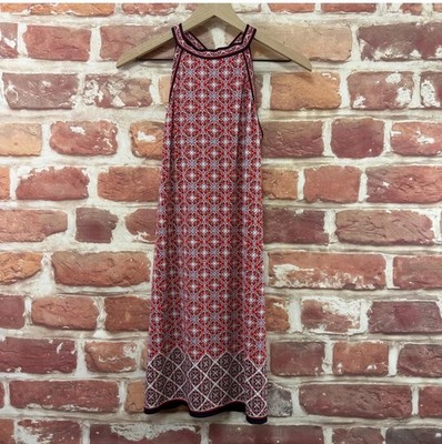Max Studio Halter Dress Womens XS Boho Floral Abstract Sleeveless Casual Popover