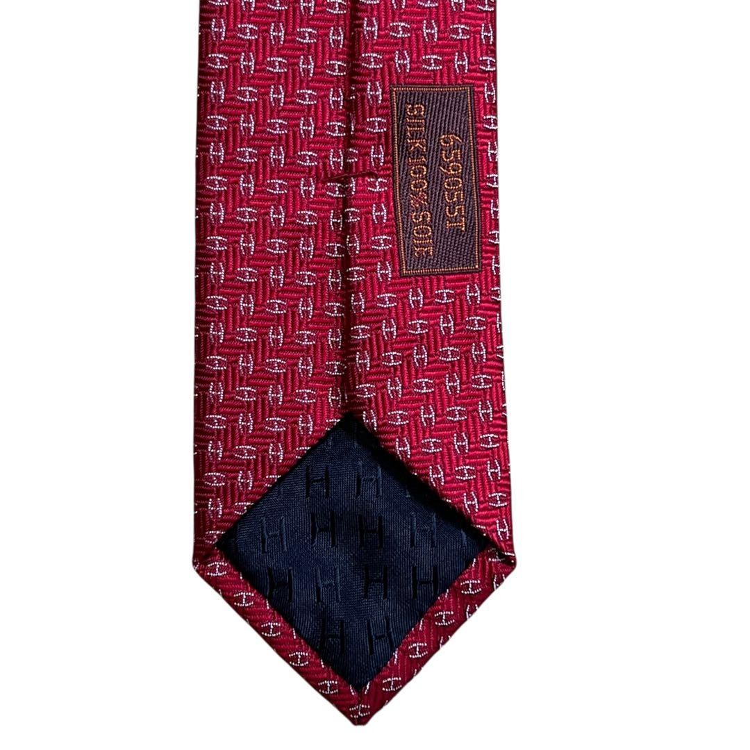 Excellent Condition Current HERMES Red Narrow Tie… - image 4