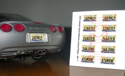 CURRENT ALABAMA miniature LICENSE PLATES for 1/25 MODEL CARS PLEASE READ DESC