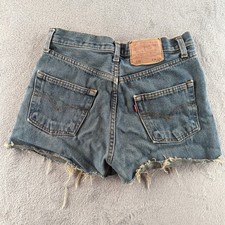 Vintage 80s Levis 501 Jean Shorts 30 Fits 28 Blue Faded Cut Off Button Fly USA