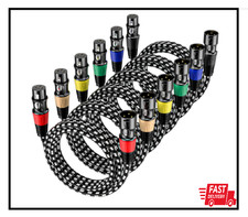 10ft 6 Pack Braided XLR Male to Female Balanced Microphone Cable Gold Plated ...