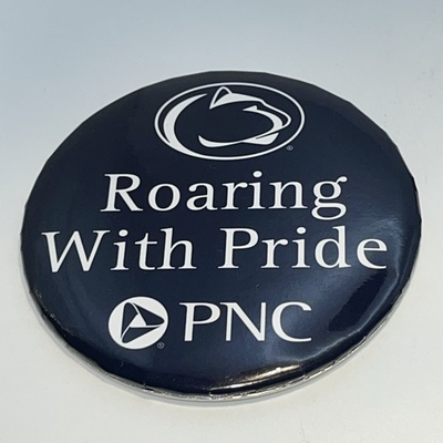 #ad #ad Vtg Penn State ROARING w PRIDE Nittany Lions Football PSU PNC Bank Button Pin 3quot; $7.89