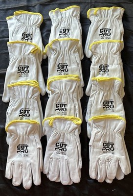 LOT OF 12 PAIRS MCR Men s Cut Pro LEATHER Safety Gloves 3601 K Size XXL NEW